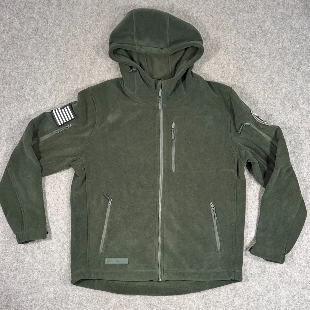 BaerSkin Army Green Fleece Tactical Full Zip-Up Hoodie Men's Size Large